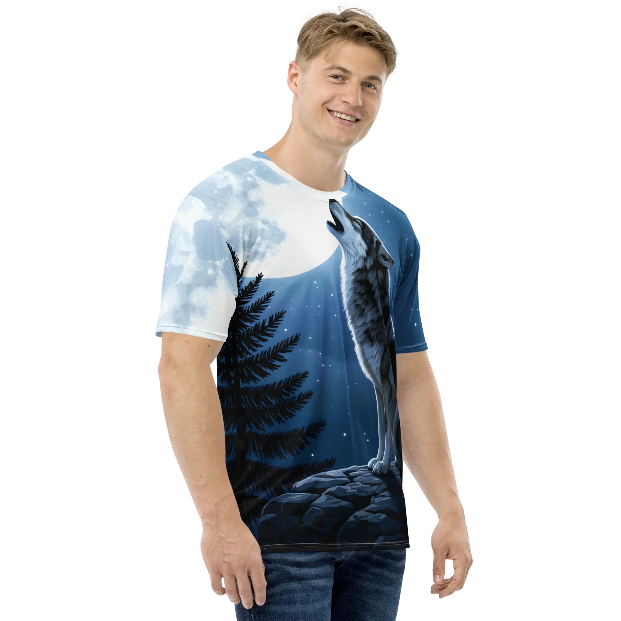 Men's Wolf Howl Crew Neck t-shirt - Image 3
