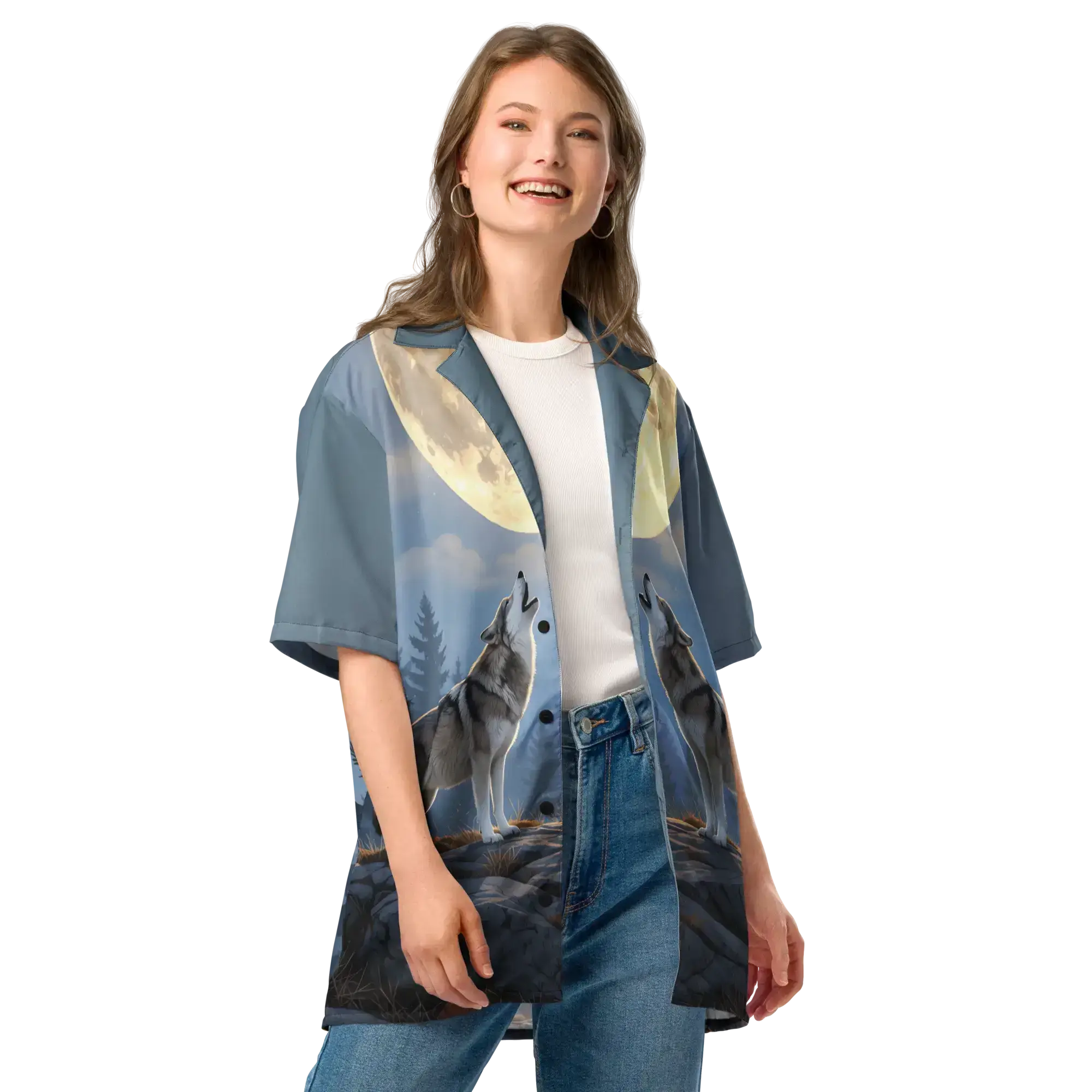 Wolf Howl Unisex button shirt - Image 7