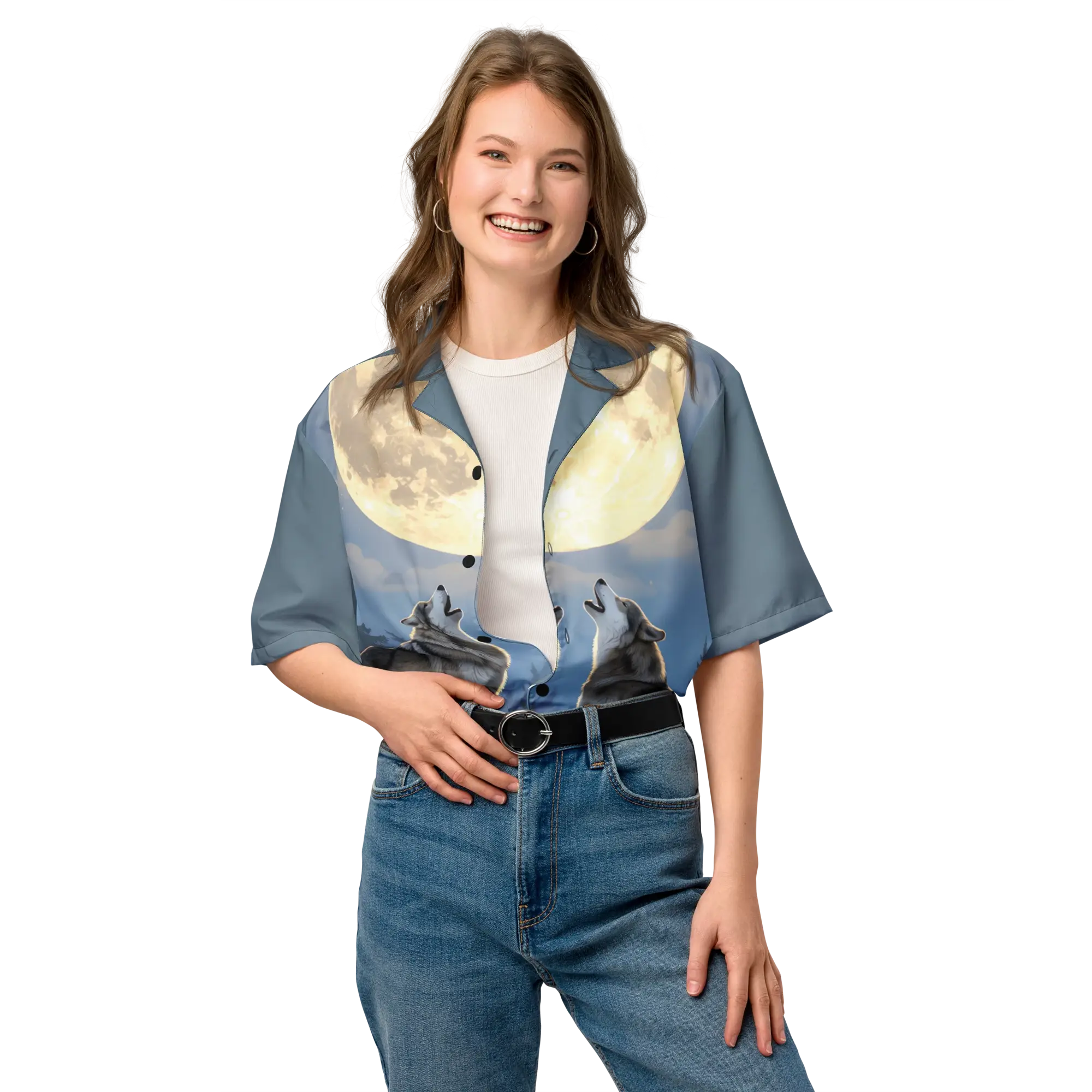 Wolf Howl Unisex button shirt - Image 6