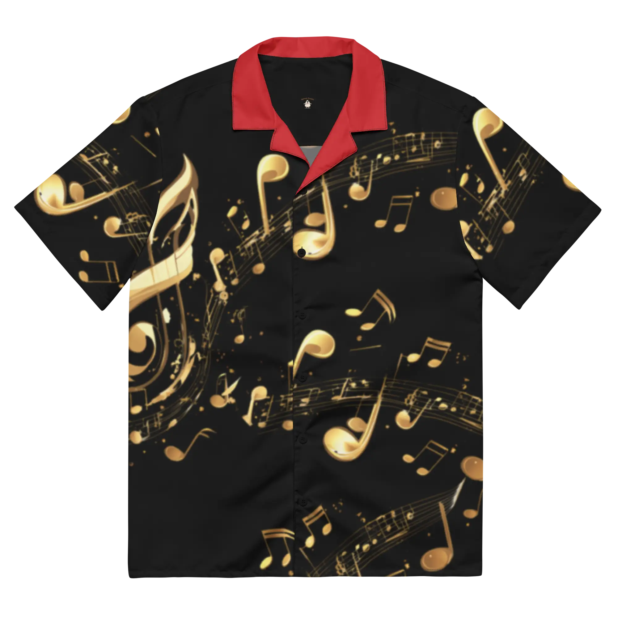 Musicians Notes Unisex Button Shirt Red-Blk