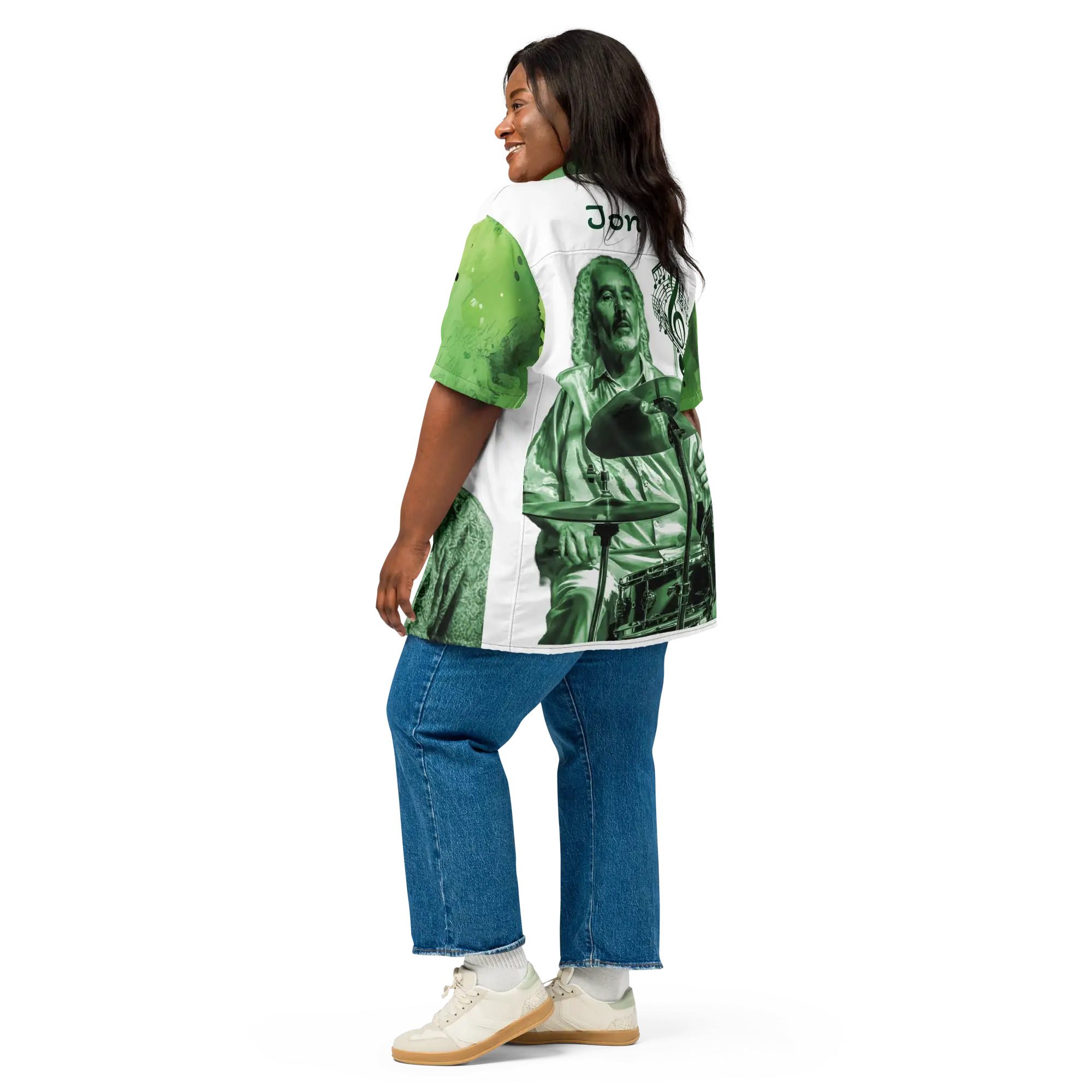 Musicians Jon Otis Unisex button shirt Grn-Wht - Image 14