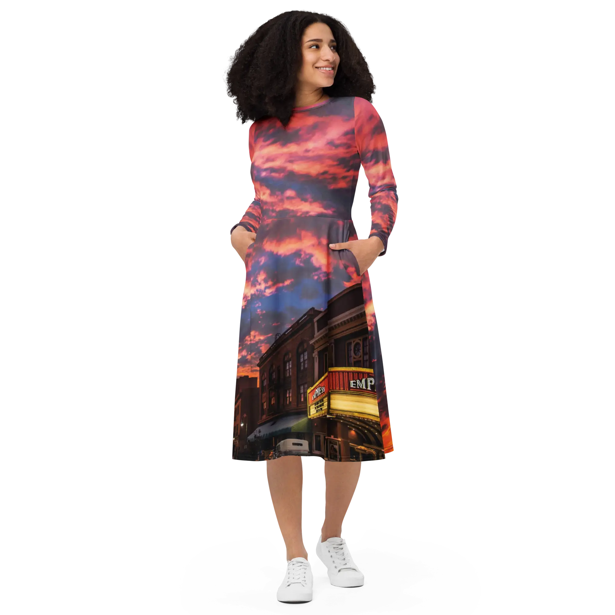 Empress Theatre All-over print long sleeve midi dress - Image 6