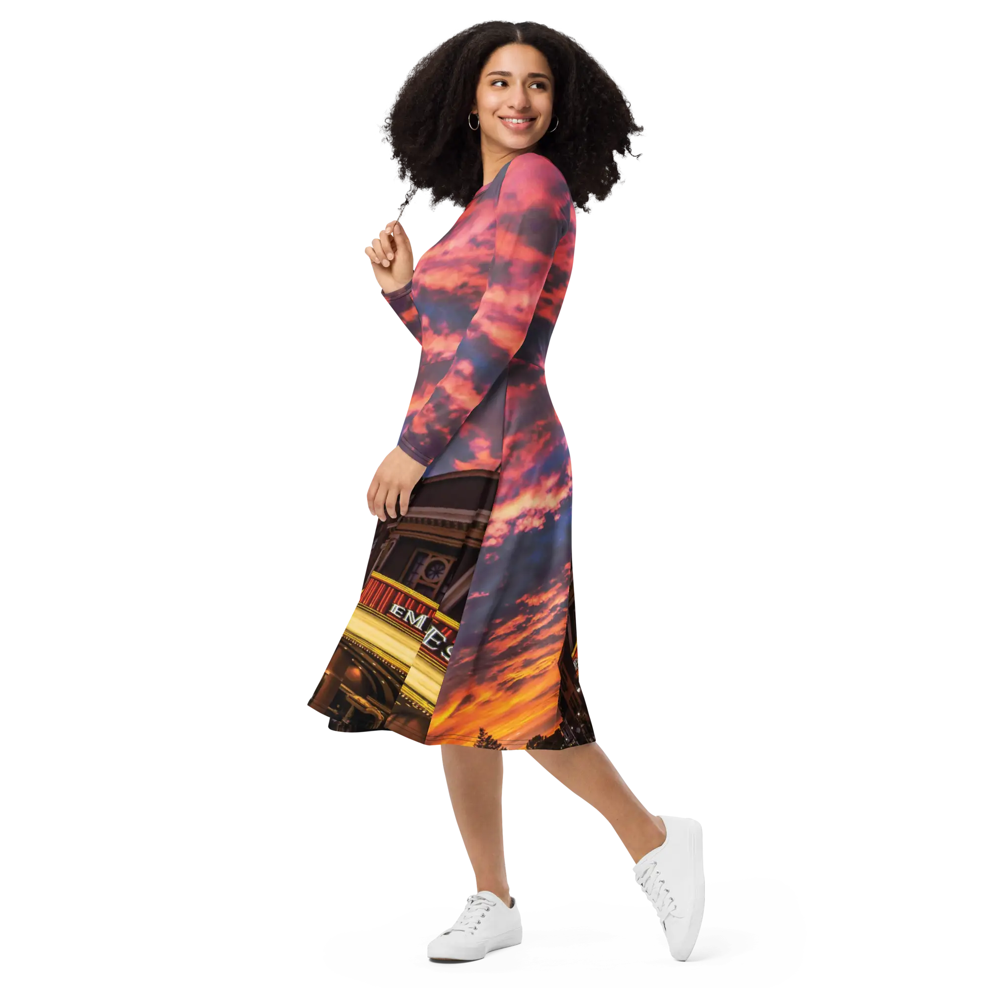 Empress Theatre All-over print long sleeve midi dress - Image 4