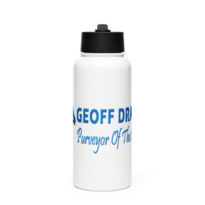 Geoff Drake Stainless steel water bottle with a straw lid