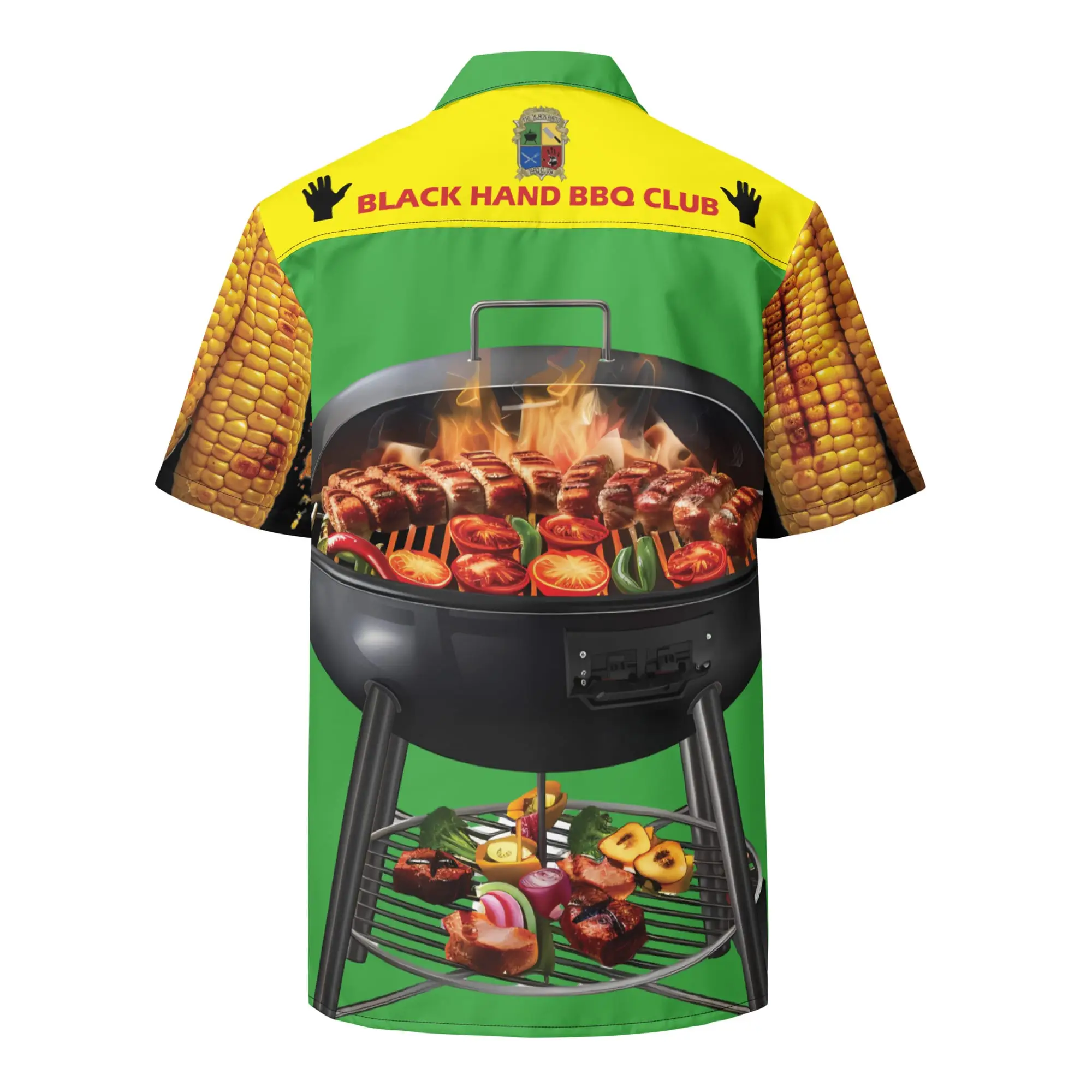Black Hand BBQ Club Hawaiian Style Unisex Shirt - Red - Image 2