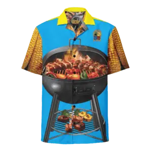Black Hand BBQ Club Hawaiian Style Unisex Shirt - Turquoise