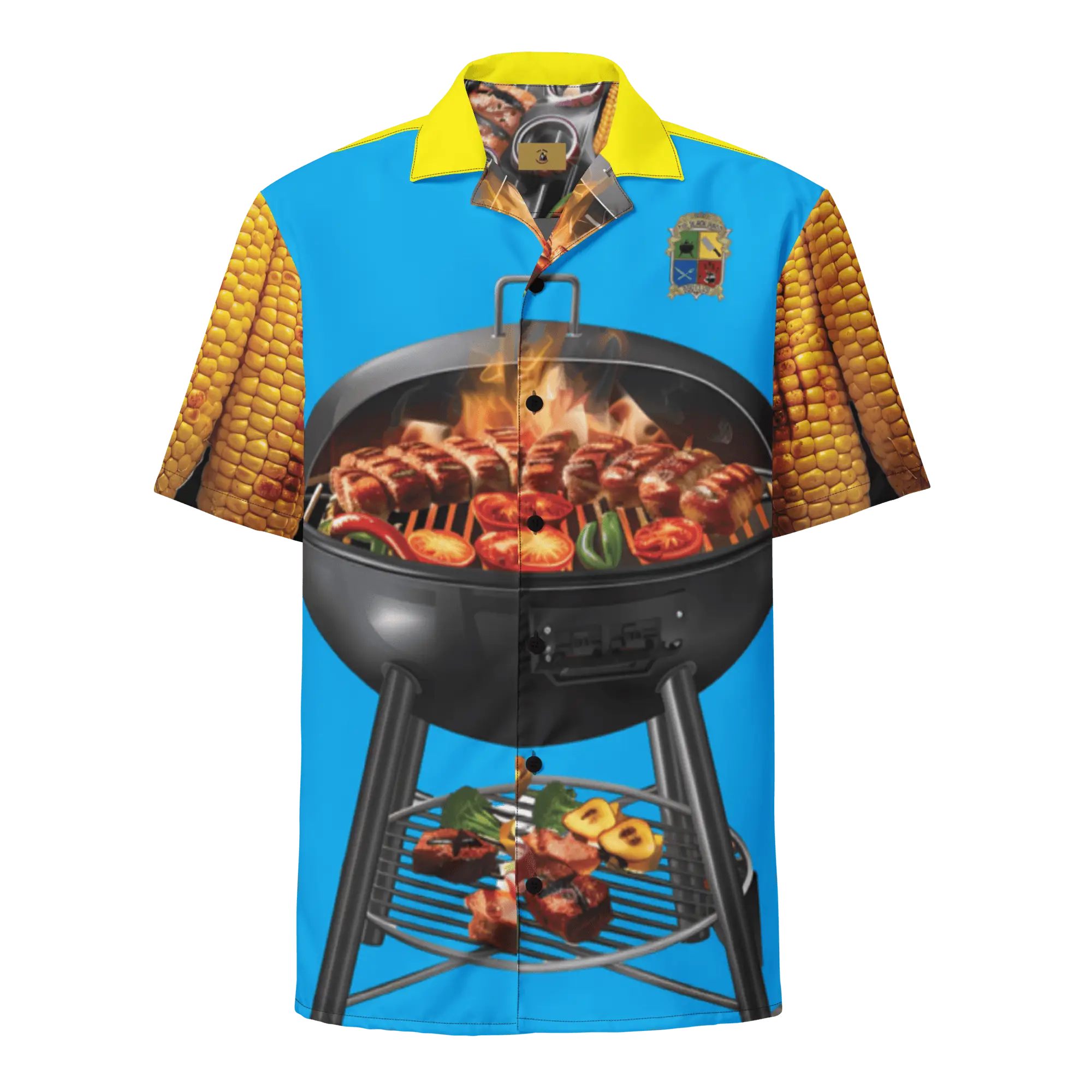 Black Hand BBQ Club Hawaiian Style Unisex Shirt - Turquoise