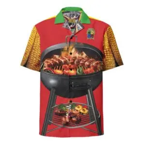 Black Hand BBQ Club Hawaiian Style Unisex Shirt - Red