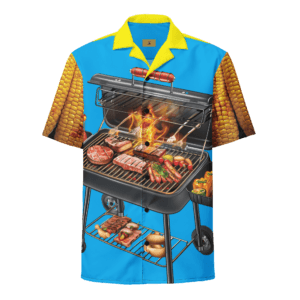 Black Hand BBQ Club Hawaiian Style Unisex Shirt - Turquoise 2