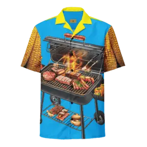 Black Hand BBQ Club Hawaiian Style Unisex Shirt - Turquoise 2